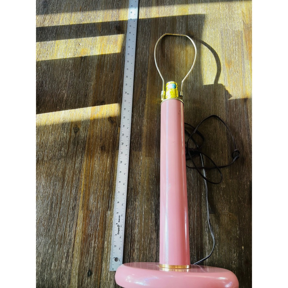 Vintage Mid Century Modern Pink Metal Table Lamp Base Retro MCM 24.5 Inch